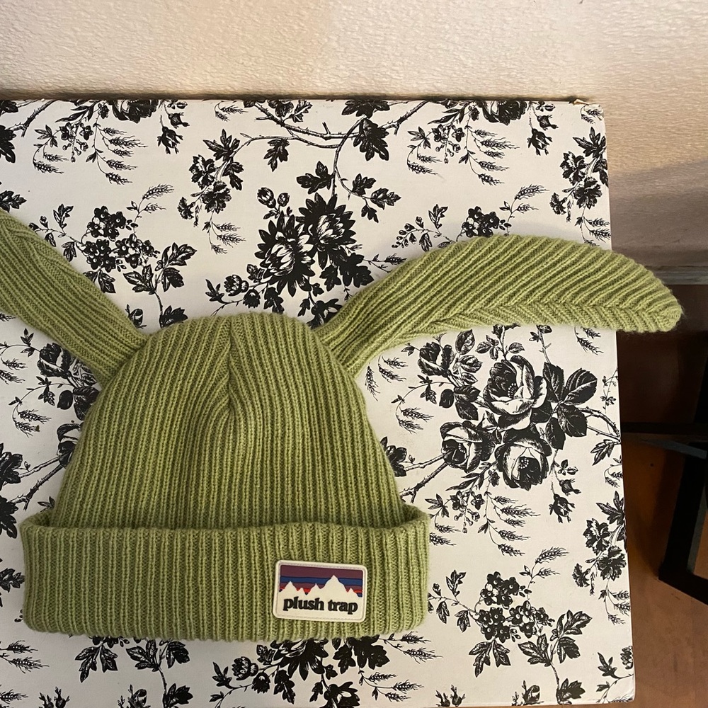 sage green bunny beanie hat by plush trap